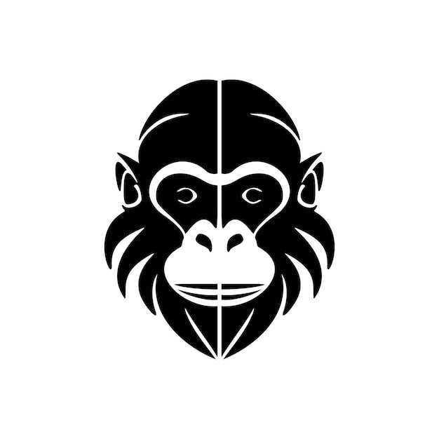 Vector logo in the shape of a black monkey on a white backdrop