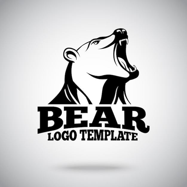 Vector logo sjabloon met brullende beer voor sportteams