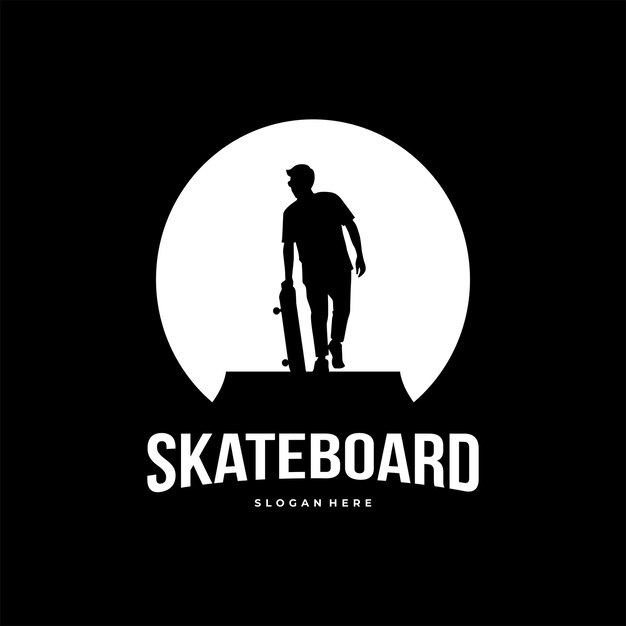 vector logo skateboard skater jongen silhouet