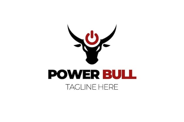 Un modello di logo vettoriale con un'immagine iconica di una testa di toro, mucca, potere o bestiame, che simboleggia