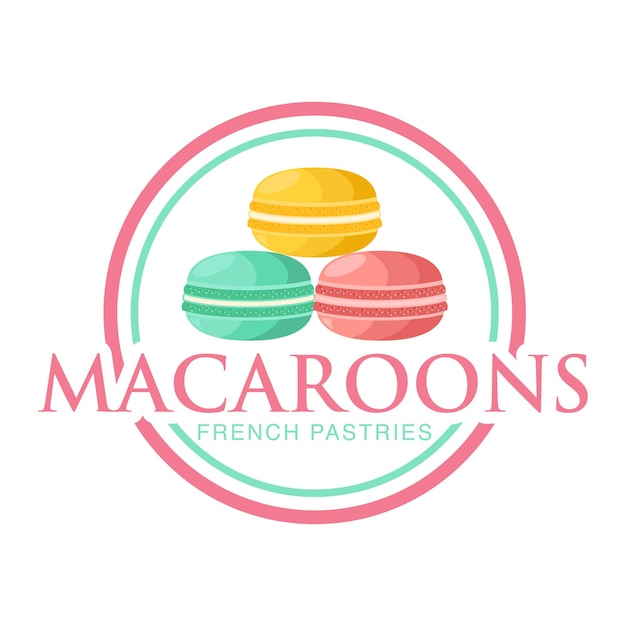 Vector logo template of macaroons for bakery shop pastry shop isolated on white background