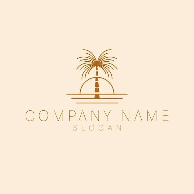 Vector logo template with palm tree - abstract summer and vacation icon and emblem for vacation