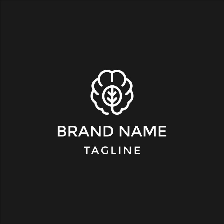 Vector logo on which an abstract image of the brain with a plant inside.