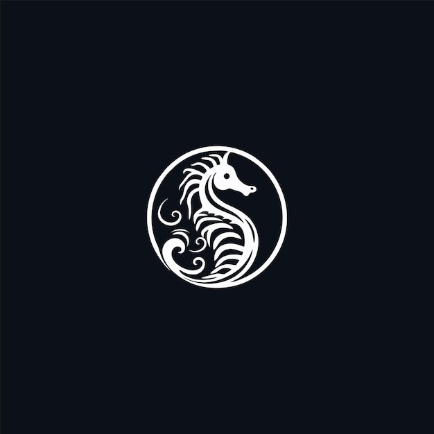 Vector logo on which an abstract image of a seahorse