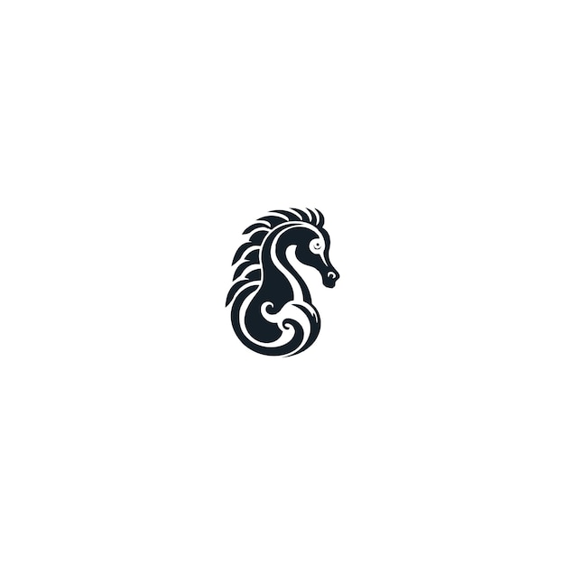 Vector logo on which an abstract image of a seahorse