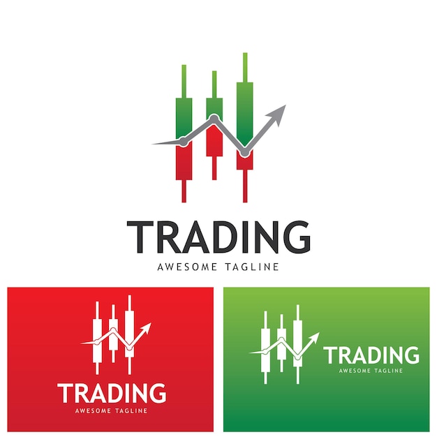 Logo vettoriale con grafico di trading a candela che analizza nel forex