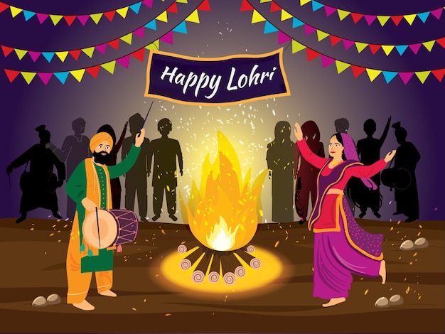 Vector lohri festival post design