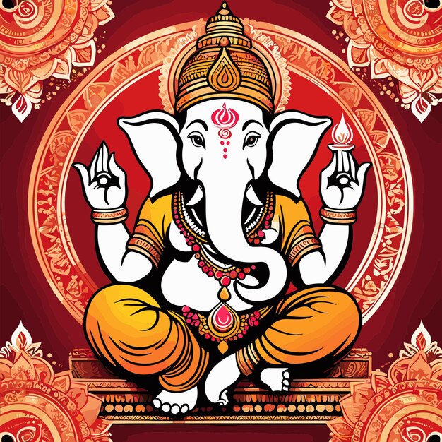 Vector lord Ganpati illustration for Ganesh Chaturthi festival of india