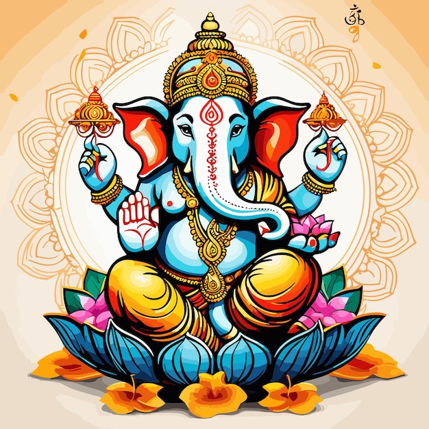 Vector lord Ganpati illustration for Ganesh Chaturthi festival of india