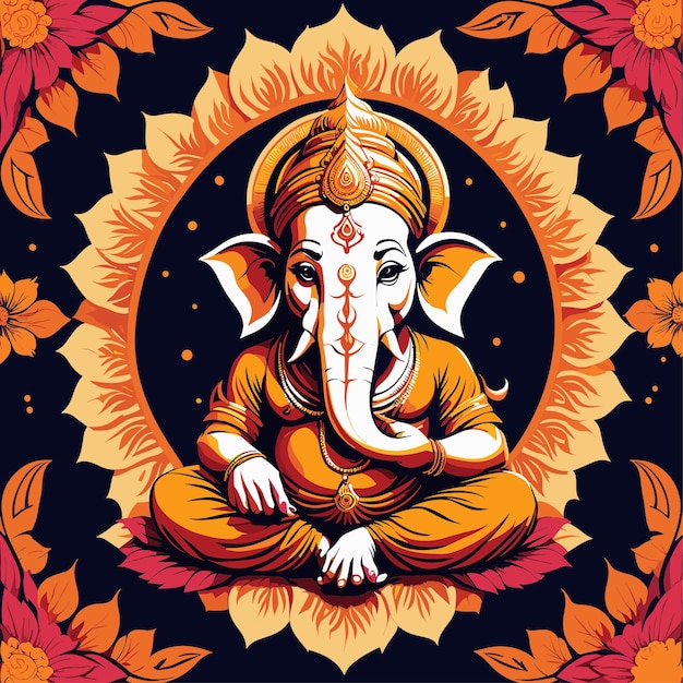 Vector lord Ganpati illustration for Ganesh Chaturthi festival of india