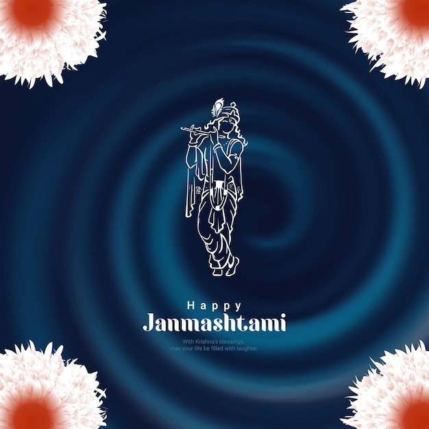 Vector lord krishna happy janmashtami festival background of india