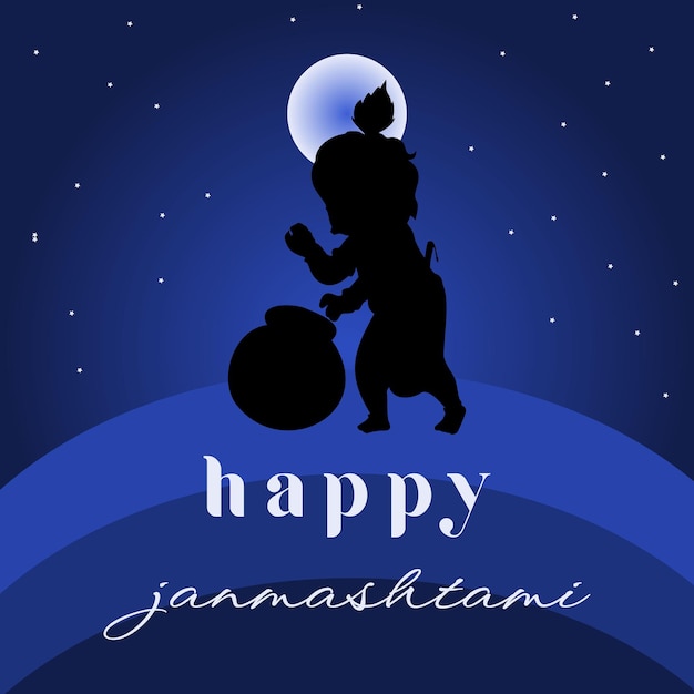 Vector lord krishna happy janmashtami festival background of india