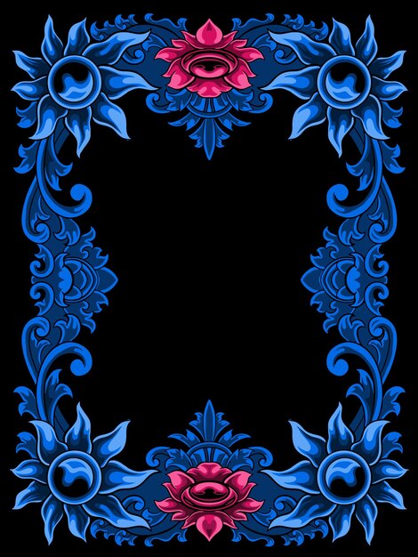 Vector vector lotus flower pattern frame design