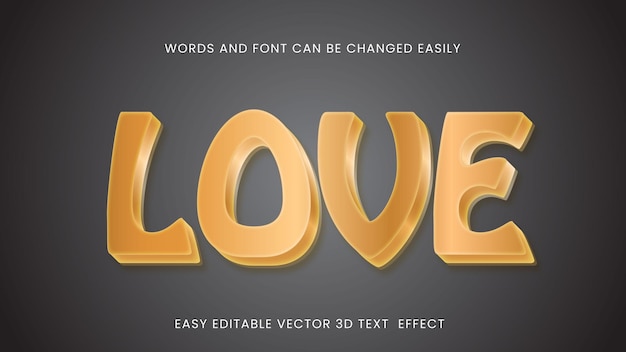 vector love 3d text effect style design