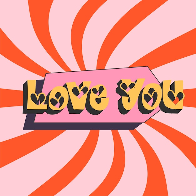 vector love design vintage colour style 90s