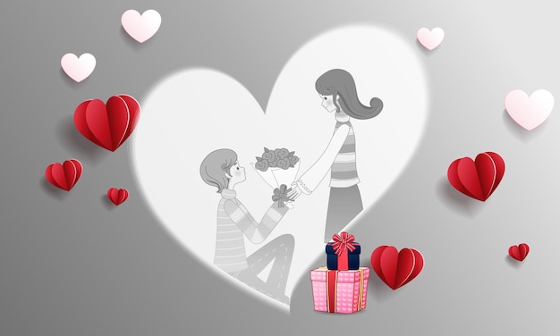 vector love greeting banner design vector