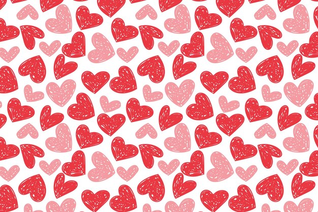Vector love heart pattern vector hand drawn Valentines Day pattern Valentines Day background