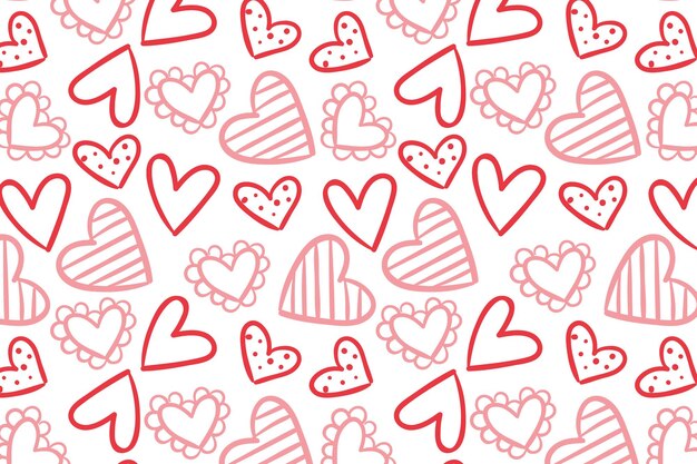 Vector love heart pattern vector hand drawn Valentines Day pattern Valentines Day background