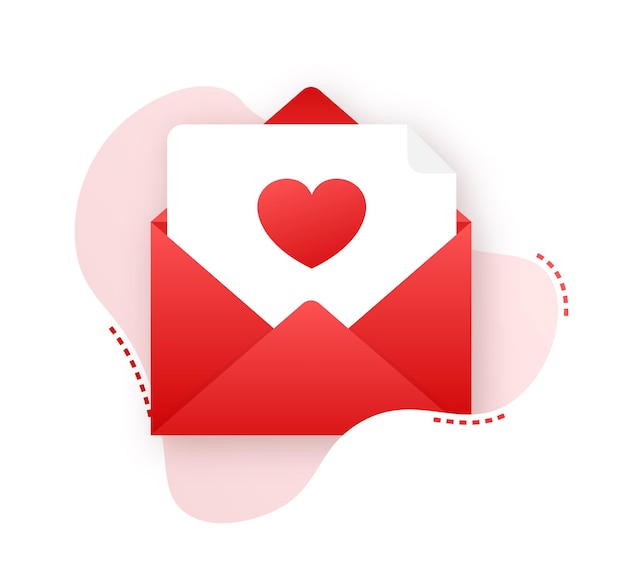 벡터 사랑 아이콘 빨간 봉투입니다. 로맨틱 봉투입니다. 봉투 메시지 편지. 벡터 일러스트 레이 션.