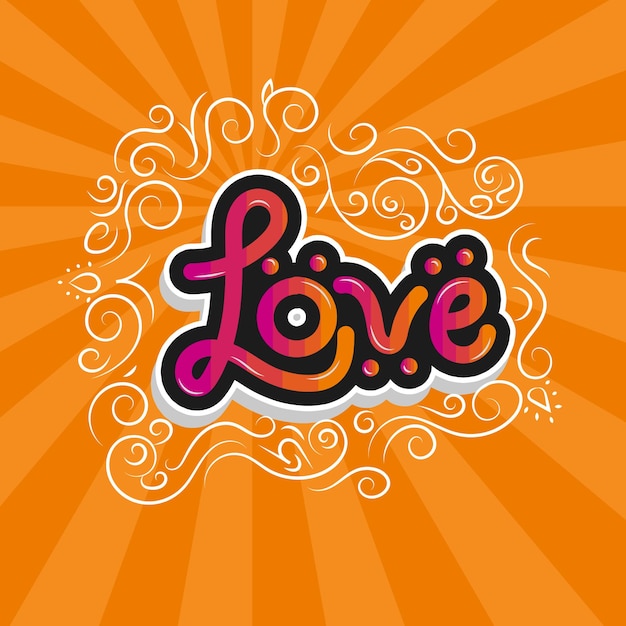 vector love lettering in typography style