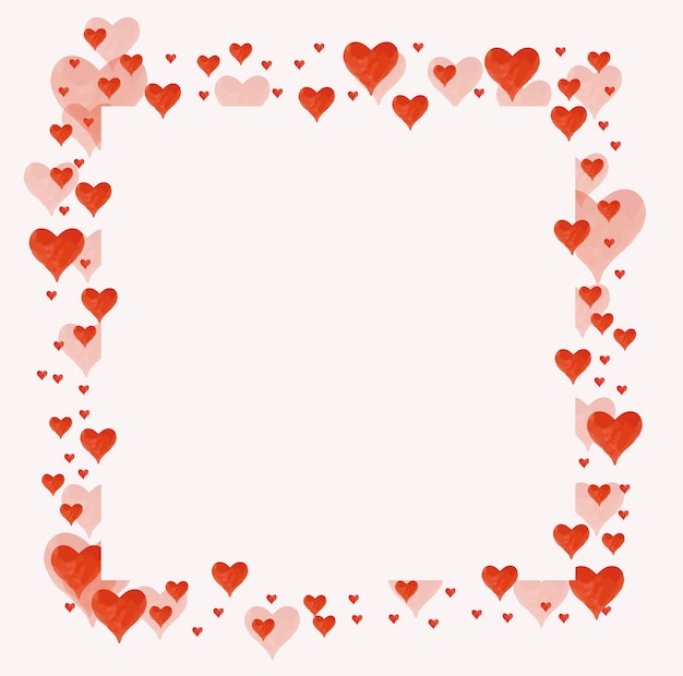 vector love red hearts frame