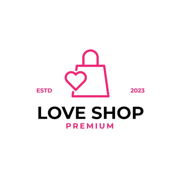 Vector love shop bag logo design illustration idea