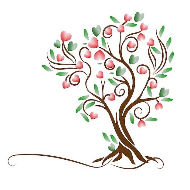 Vector love tree with heart leaves