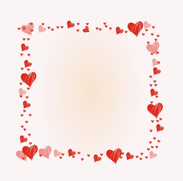 vector love watercolor red hearts square frame