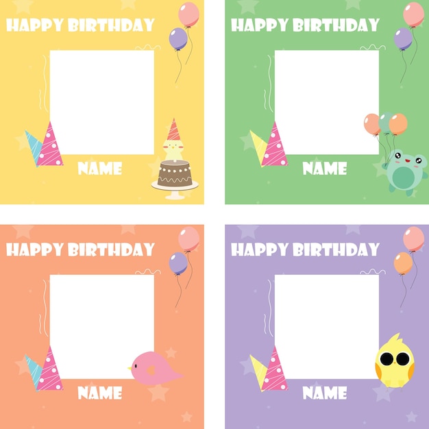 vector lovely 4 birthday compositions with modern style