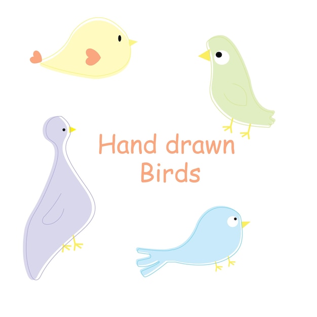 vector lovely hand drawn bird collection