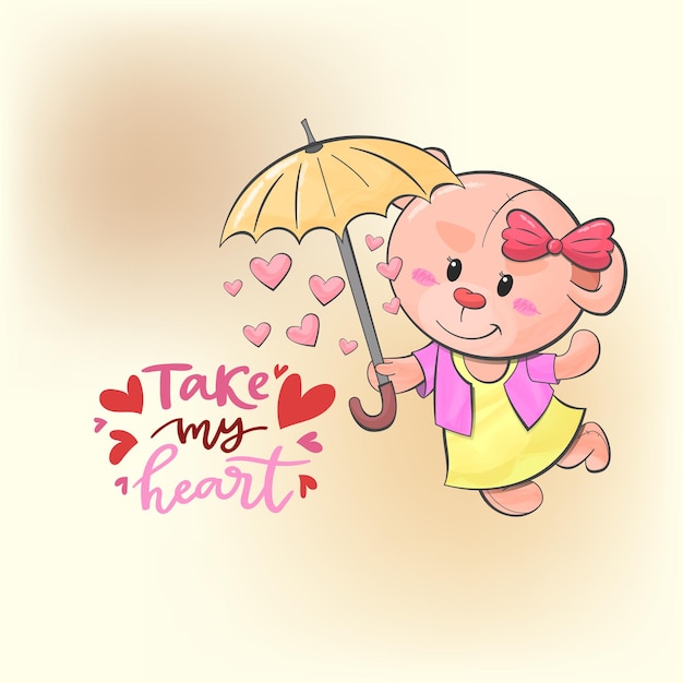 Vector lovely teddy bear watercolour vector illustration