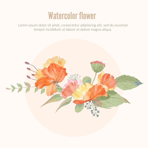 Vector lovely watercolor flower with leaves collection