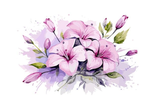 Vector lovely watercolor flowers with white background