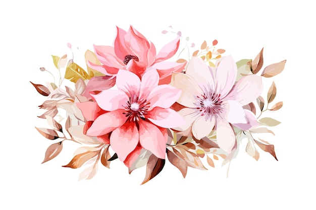 Vector lovely watercolor flowers with white background