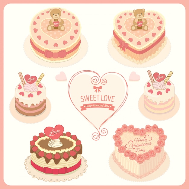 Vector vector the lover cakes for valentine's day