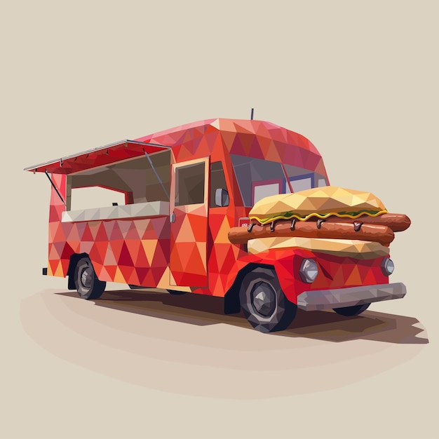 Vector_low_poly_hot_dog_food_truck