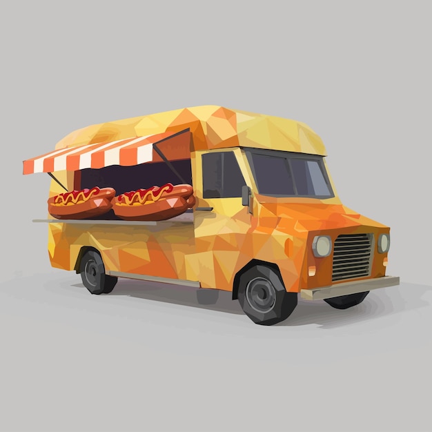 Vector vector_low_poly_hot_dog_food_truck