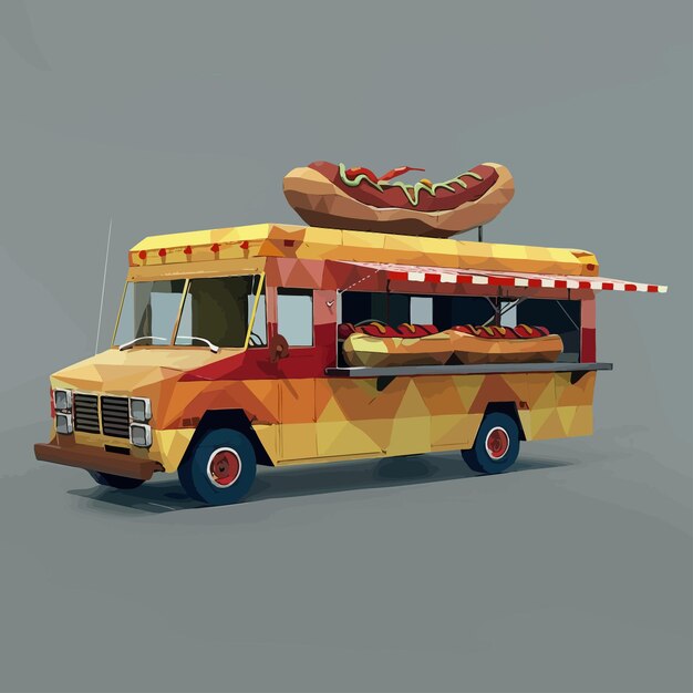 Vector vector_low_poly_hot_dog_food_truck