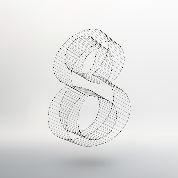 Vector low poly numbers font. Polygon number alphabet. Vector illustration.