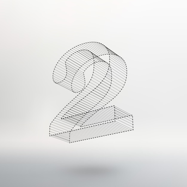 Vector low poly numbers font. Polygon number alphabet. Vector illustration.