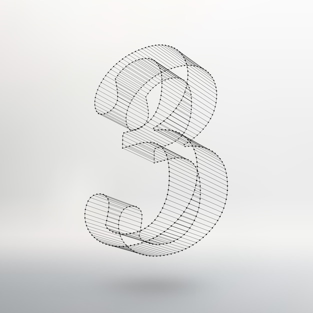 Vector low poly numbers font. Polygon number alphabet. Vector illustration.