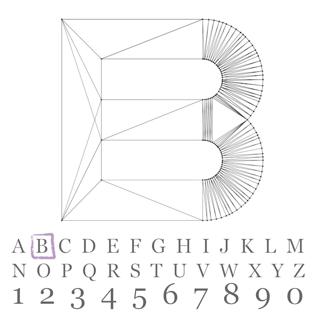 Vector low poly numbers font. Polygon number alphabet. Vector illustration.