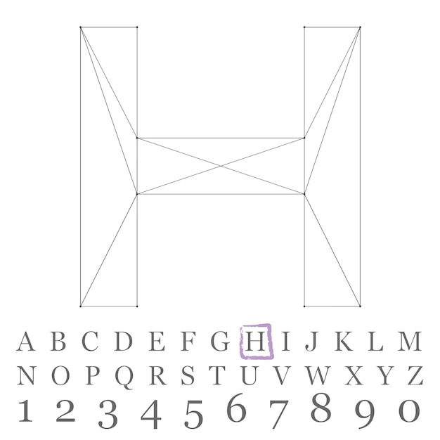 Vector low poly numbers font. Polygon number alphabet. Vector illustration.