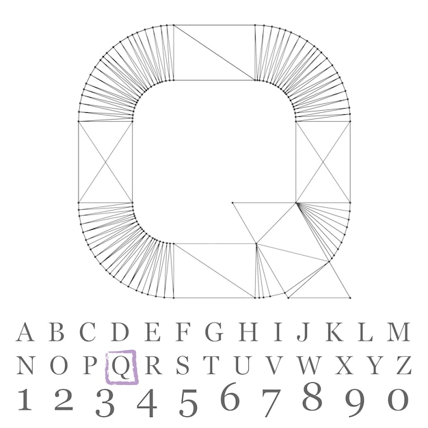 Vector low poly numbers font. Polygon number alphabet. Vector illustration.