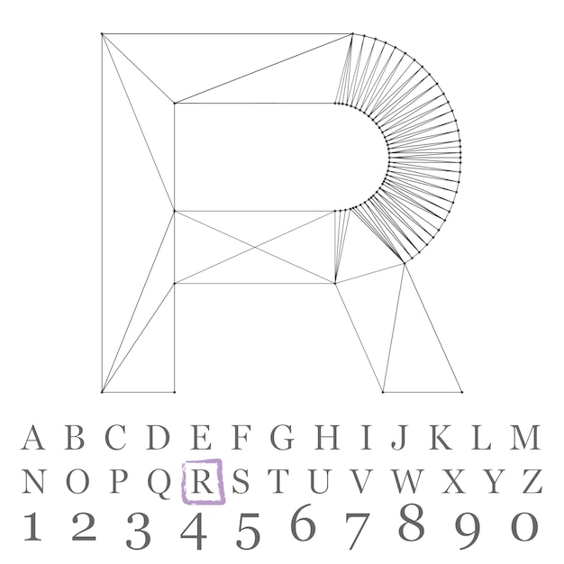 Vector low poly numbers font. Polygon number alphabet. Vector illustration.