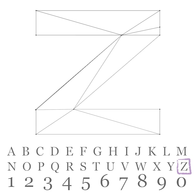 Vector low poly numbers font. polygon number alphabet. vector illustration.