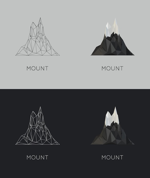 Vector lowpoly mount poster and logo design