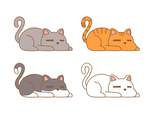 Vector Luie Katten Illustratie Set 2