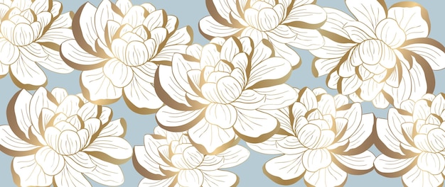 Vector luxe achtergrond met gouden pioenrozen voor decor omvat achtergronden wallpapers