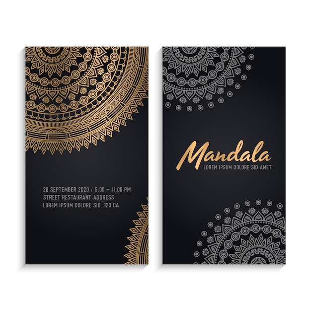 Vector luxe bruiloft uitnodiging met mandala